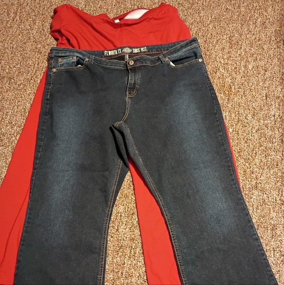 Dickies Denim - Plus Size - 22R Denim Jeans & Size 22W/24W Red Casual Pants